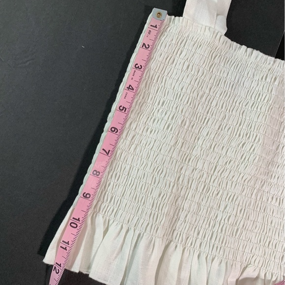 SIR Emile Ruched Top in Ivory White Women’s Size 2 Shirred Bodice 100% Linen - Picture 8 of 11